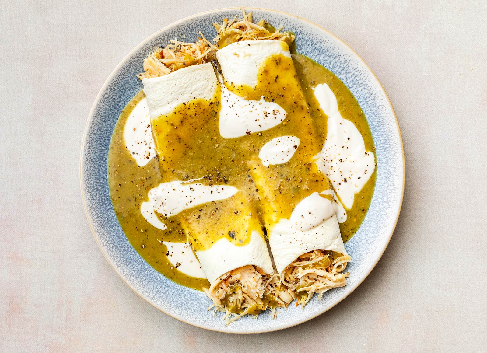 Green Chile Chicken Protein Enchiladas