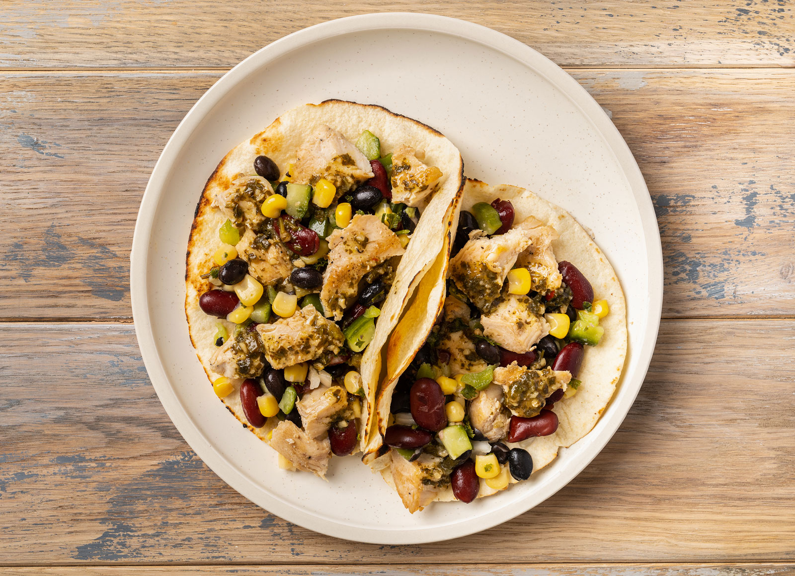 Cilantro Lime Chicken + Bean Tacos