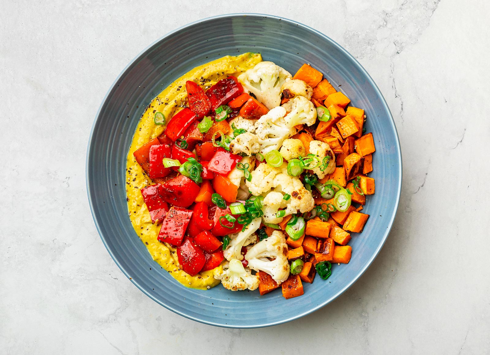 Sweet Potato + Cauliflower Curry Bowl with Red Pepper