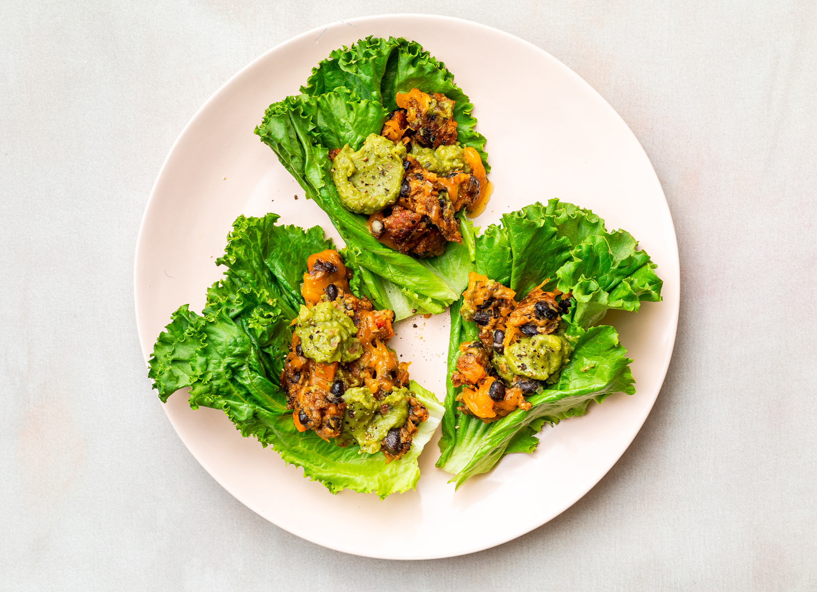 Black Bean Burger 'n Guac Lettuce Cups