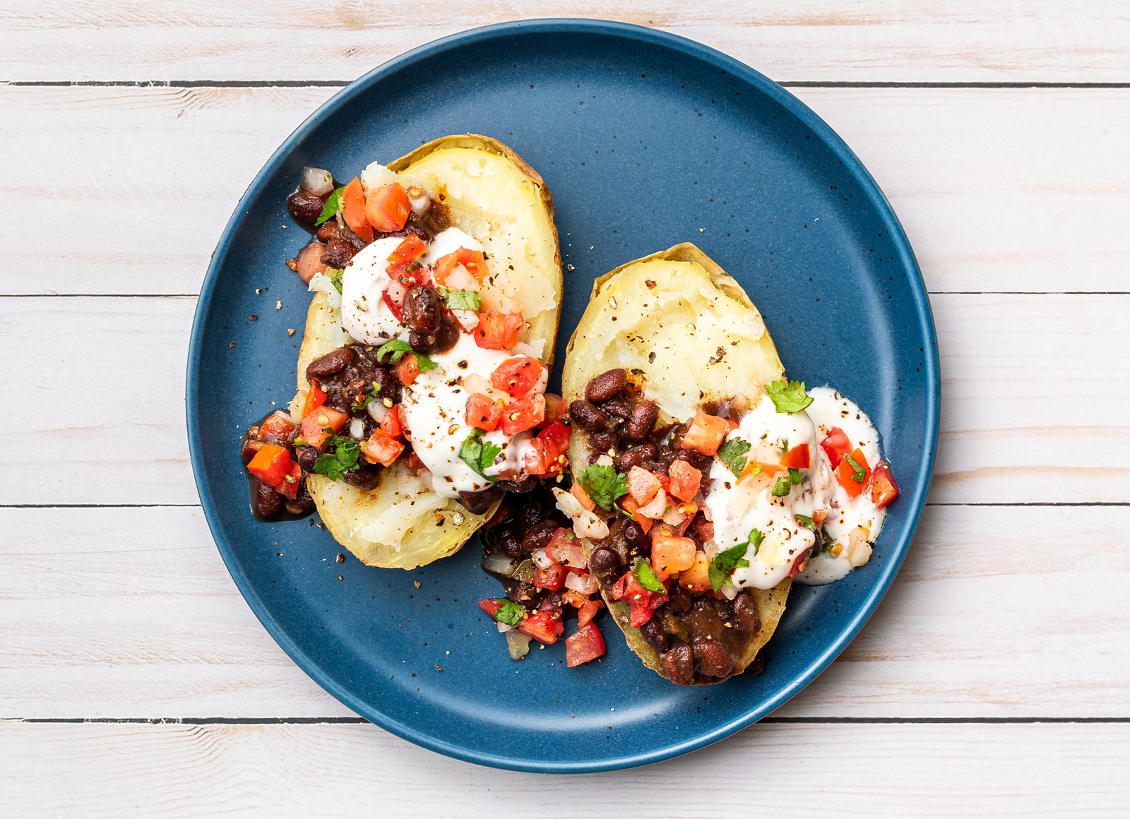 Black Bean + Salsa Potato Boat