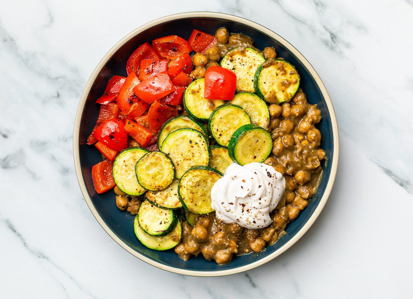 Creamy Chickpea Curry + Sautéed Veggie Bowl with Zucchini