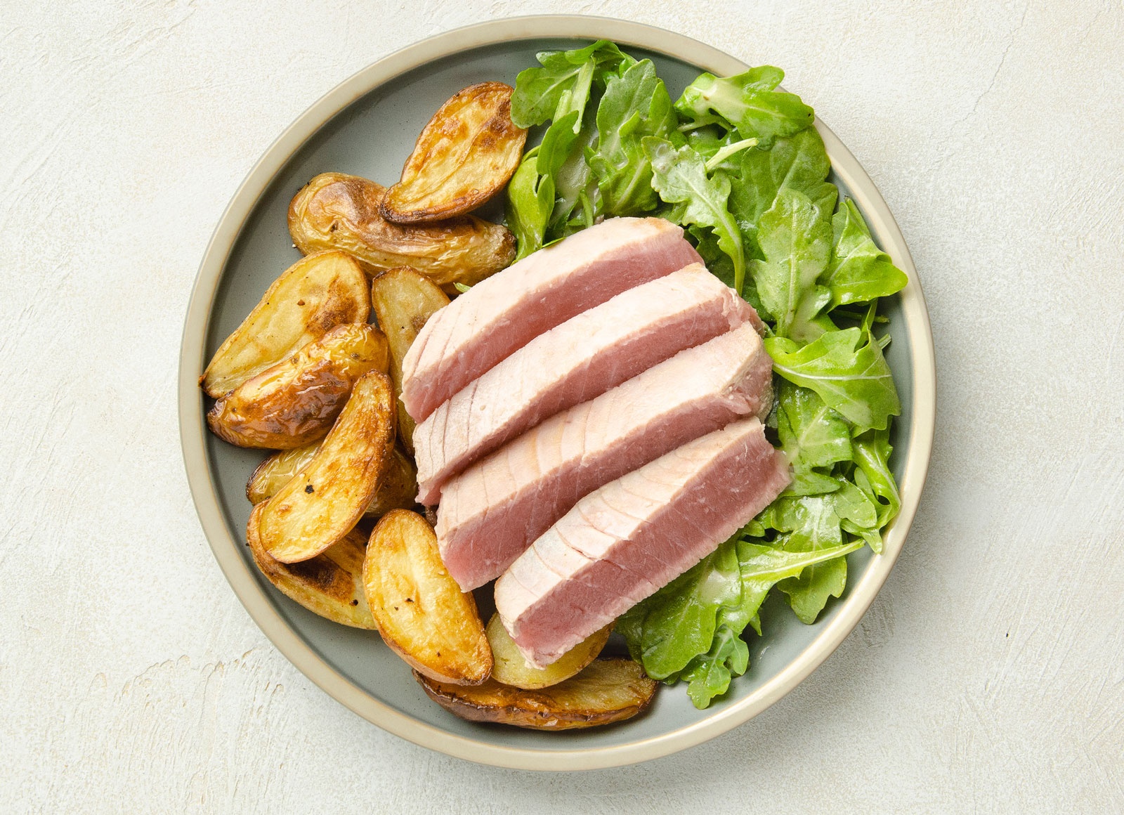 Tuna Steak with Crispy Potatoes + Side Salad