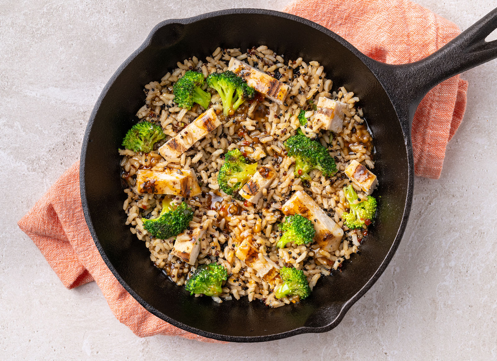 Sesame Ginger Chicken + Broccoli Florets with Brown Rice