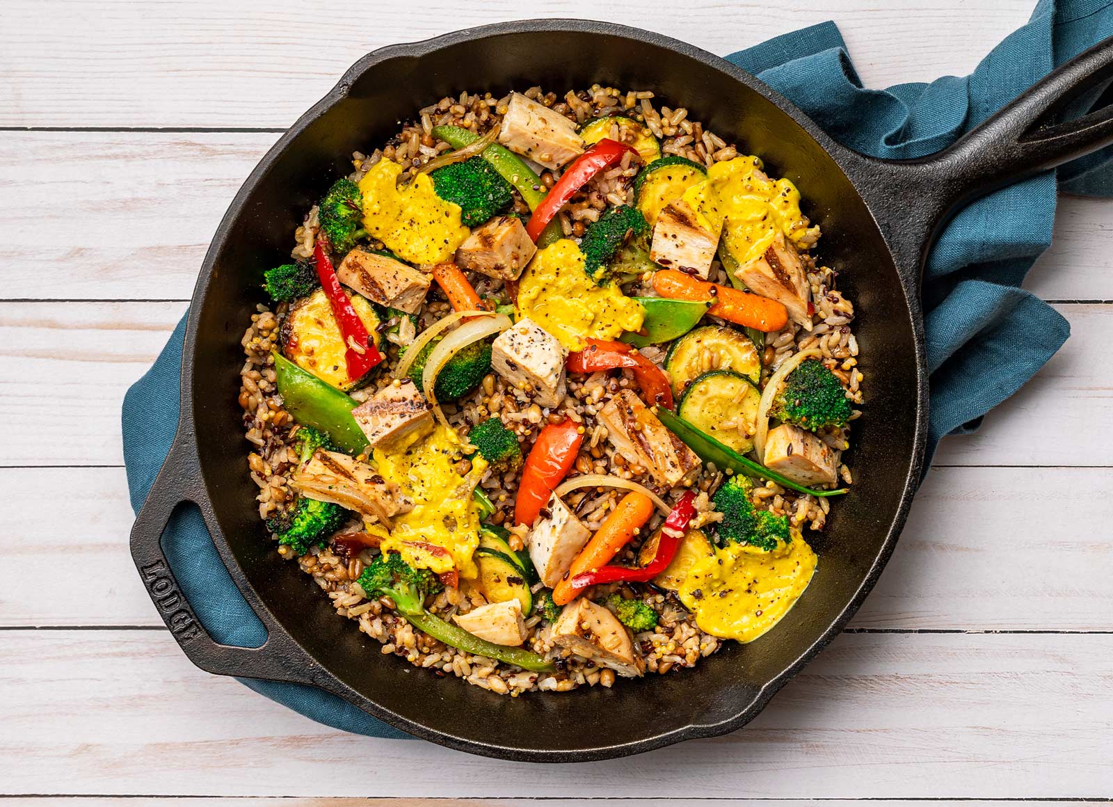 Lucky No. 7 Curry Seasoned Grilled Chicken Breast Stir-Fry