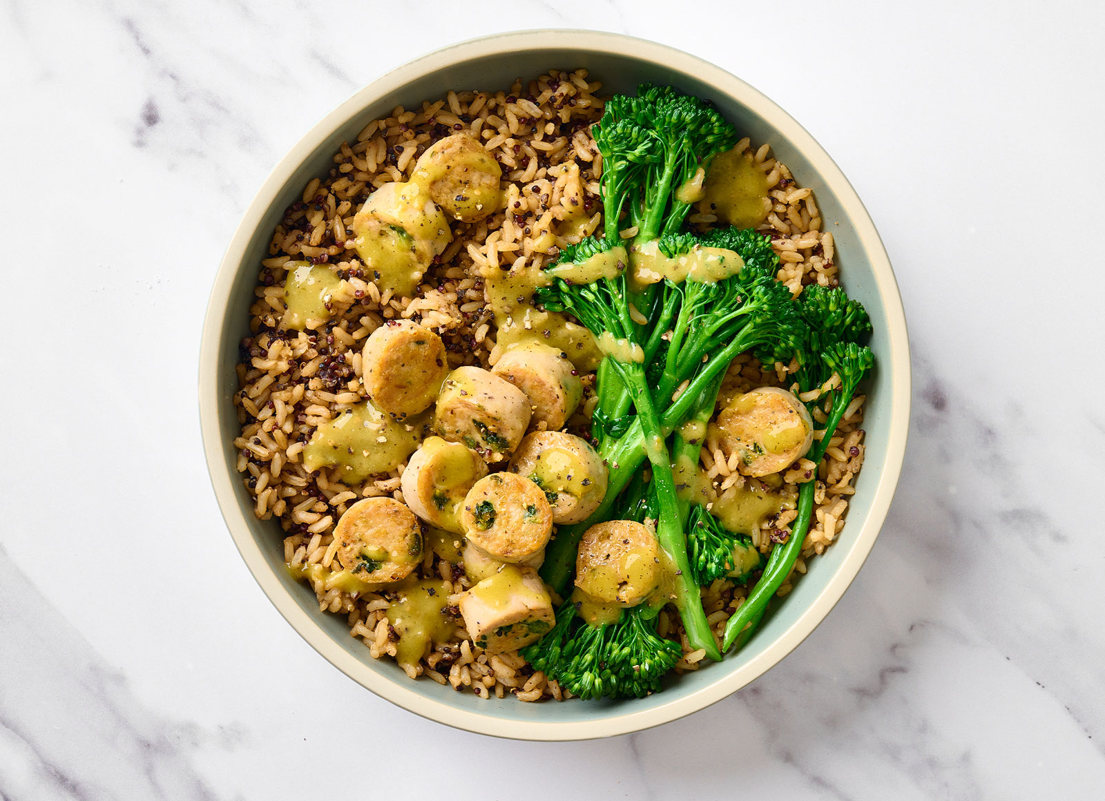 Green Chile Chicken Sausage + Broccoli Bowl