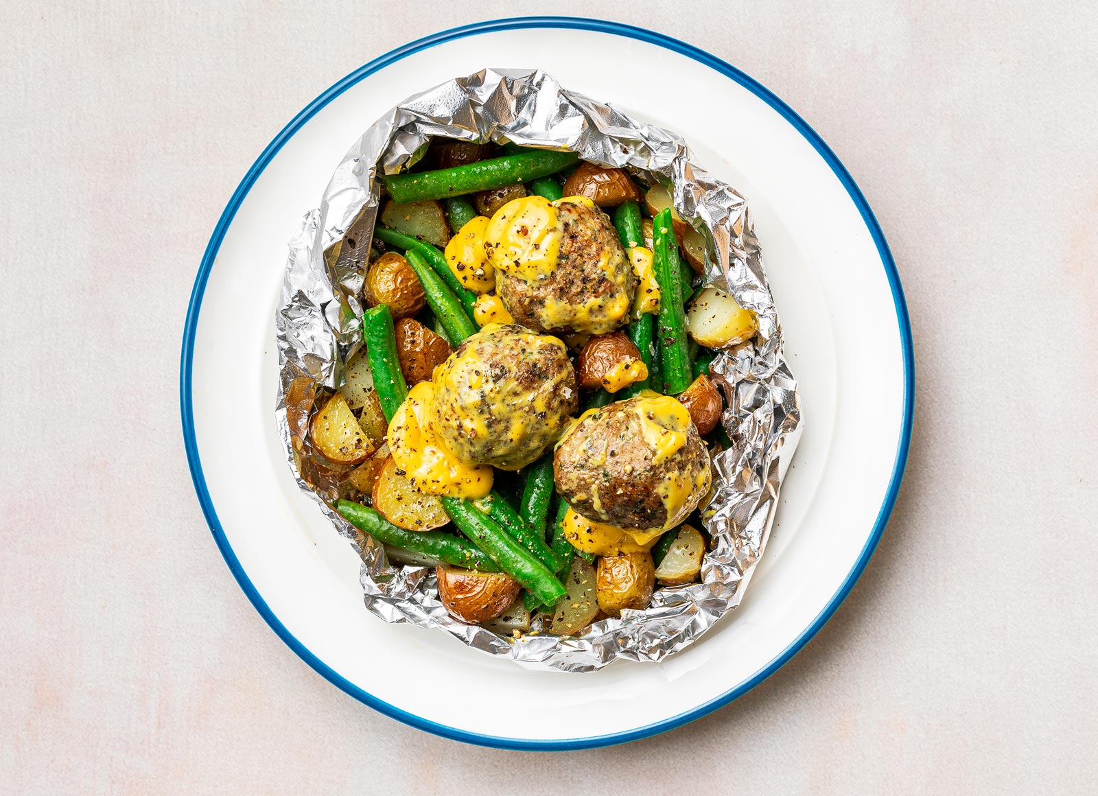Easiest Honey Mustard Meatballs + Potatoes