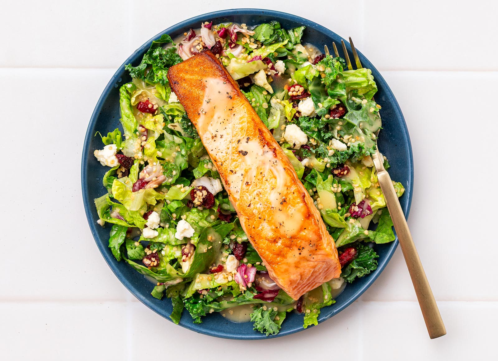 Herby Seared Salmon Citrus Chopped Salad