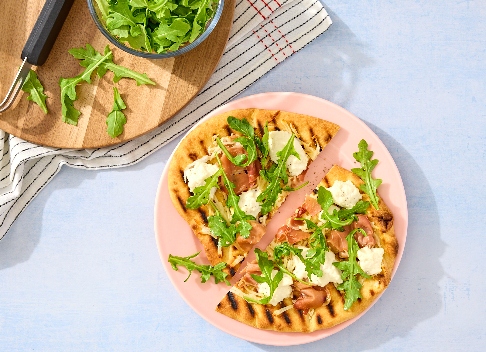 Grilled Prosciutto + Ricotta Pizza