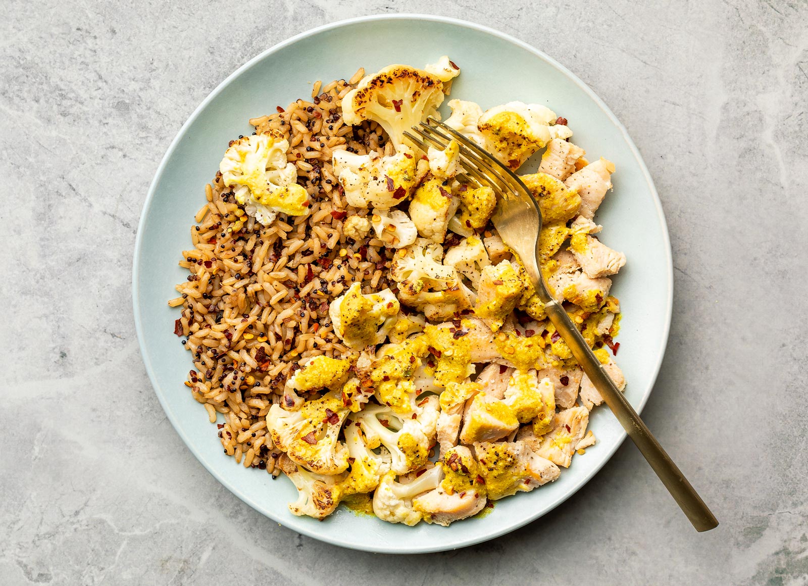 Thai Coconut Chicken + Cauliflower with Brown Rice Quinoa Blend