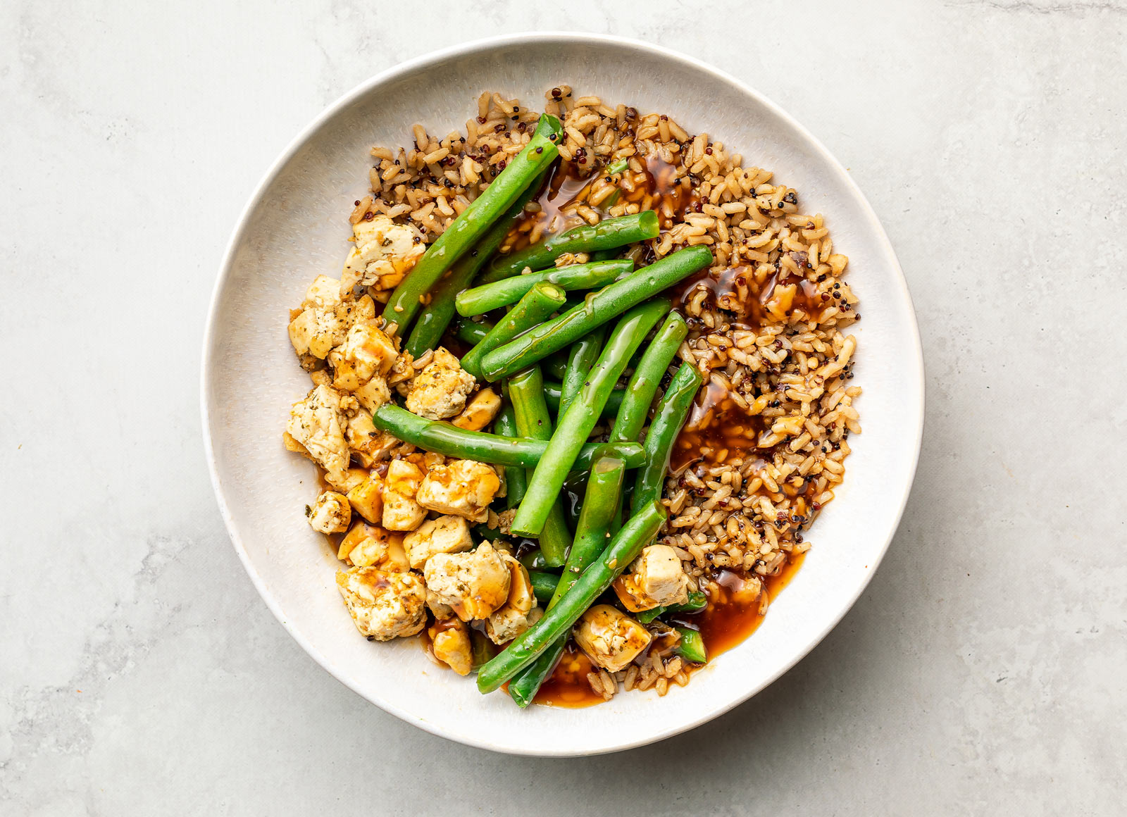 Gingery Spiced Tofu + Green Bean Bowl