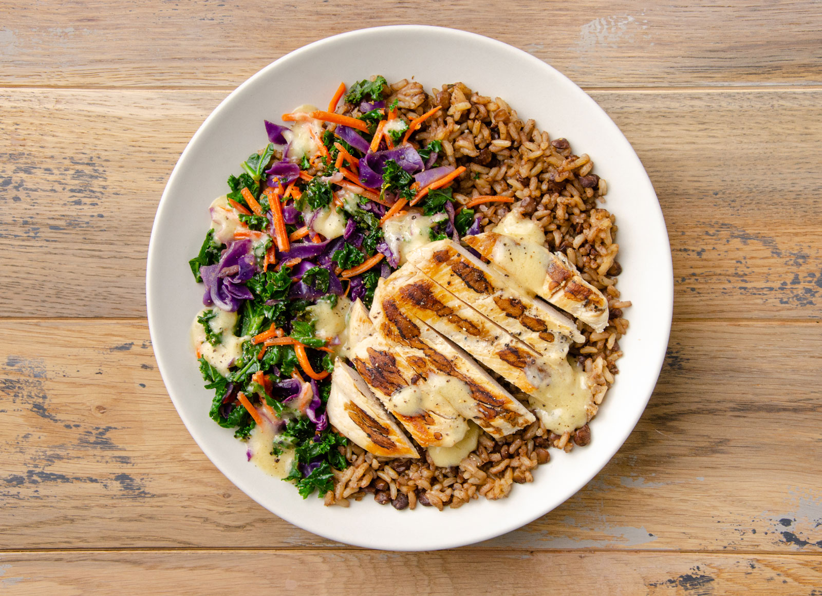 Grilled Seasoned Chicken Breast Rainbow Protein Bowl