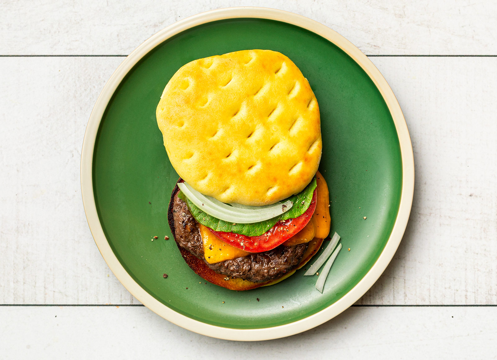 Juicy Brisket Cheeseburger on Brioche Bun