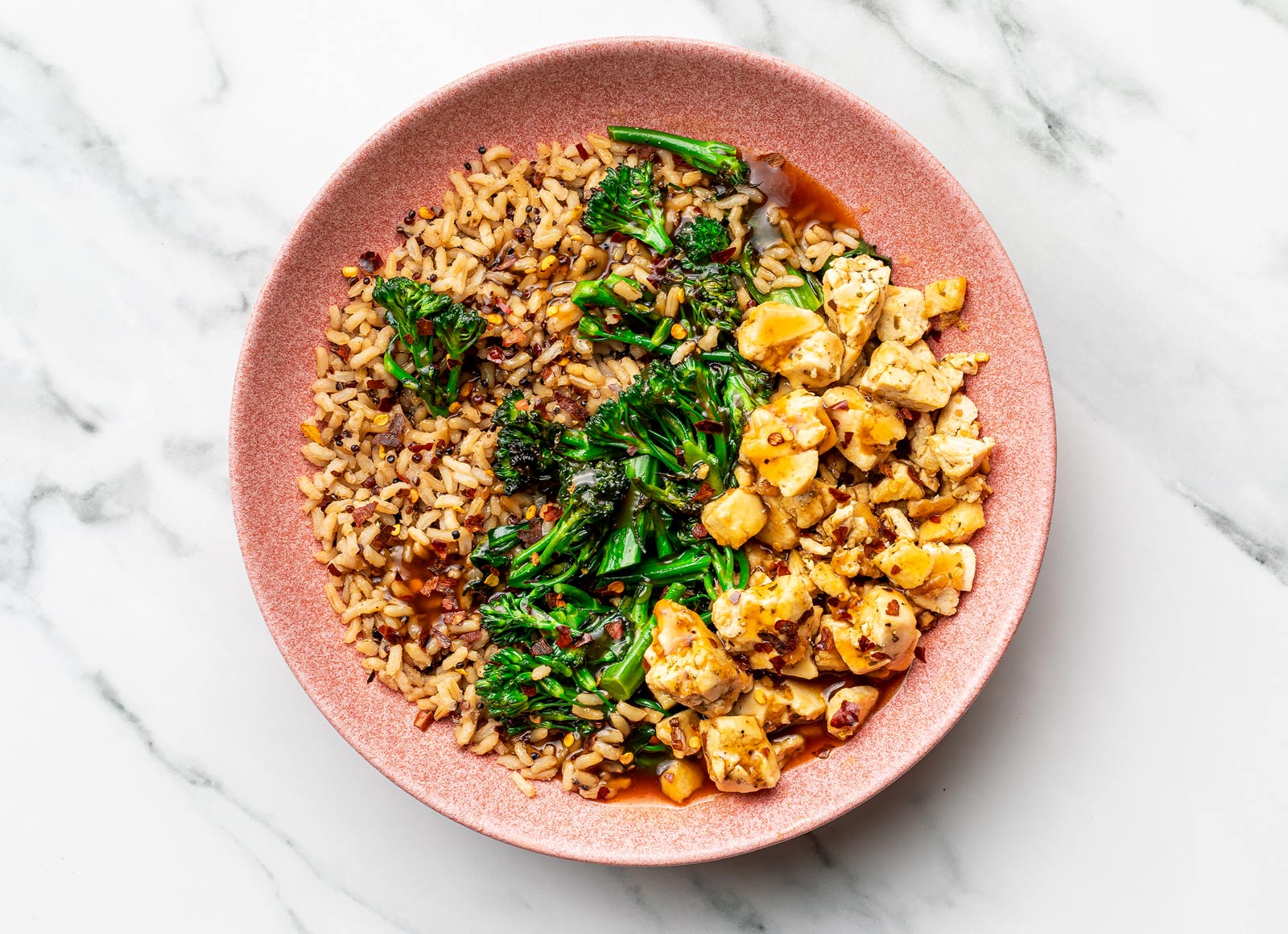 Gingery Spiced Tofu + Broccoli Rice Bowl