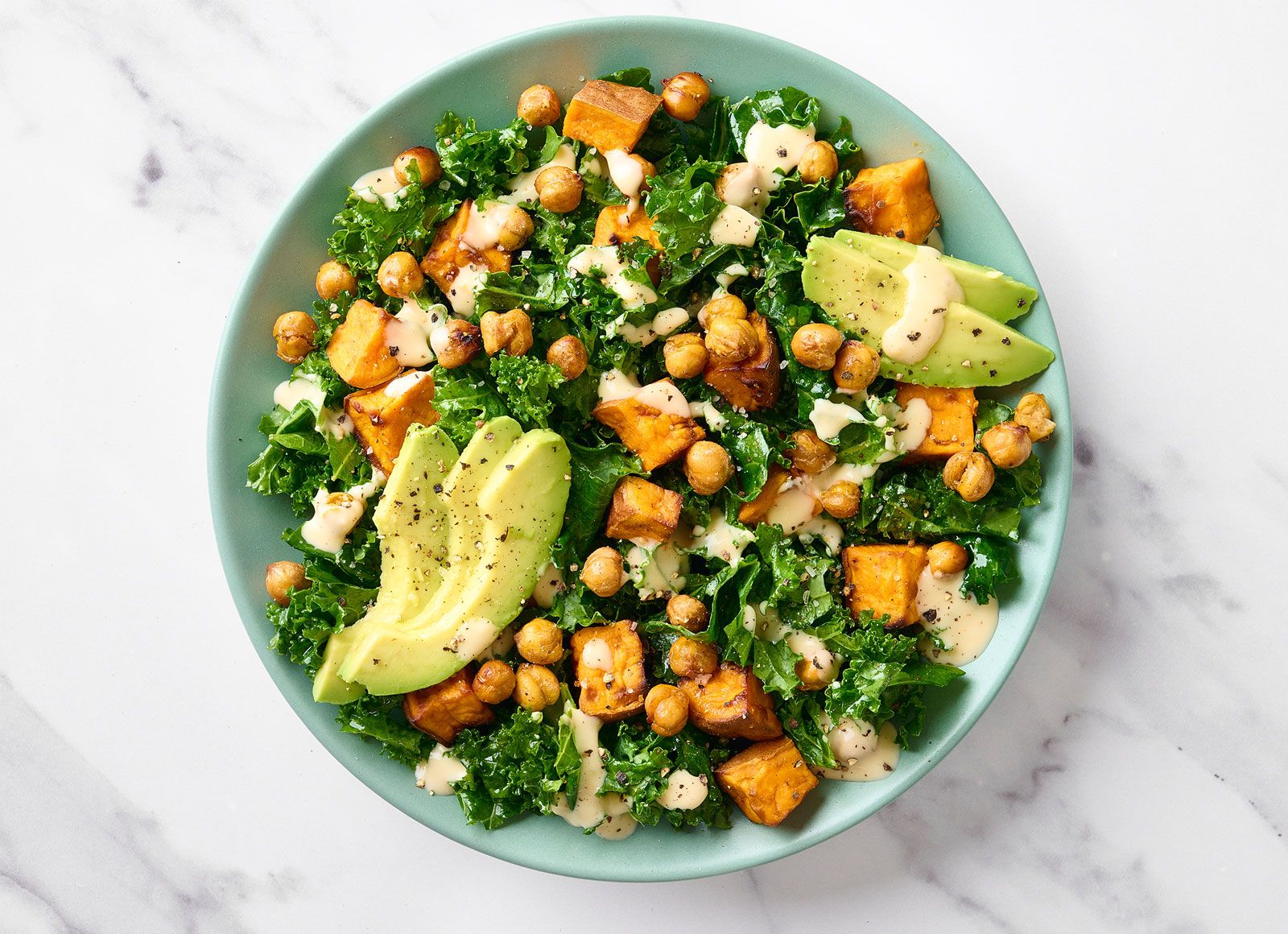 Miso Kale Salad with Crispy Chickpeas