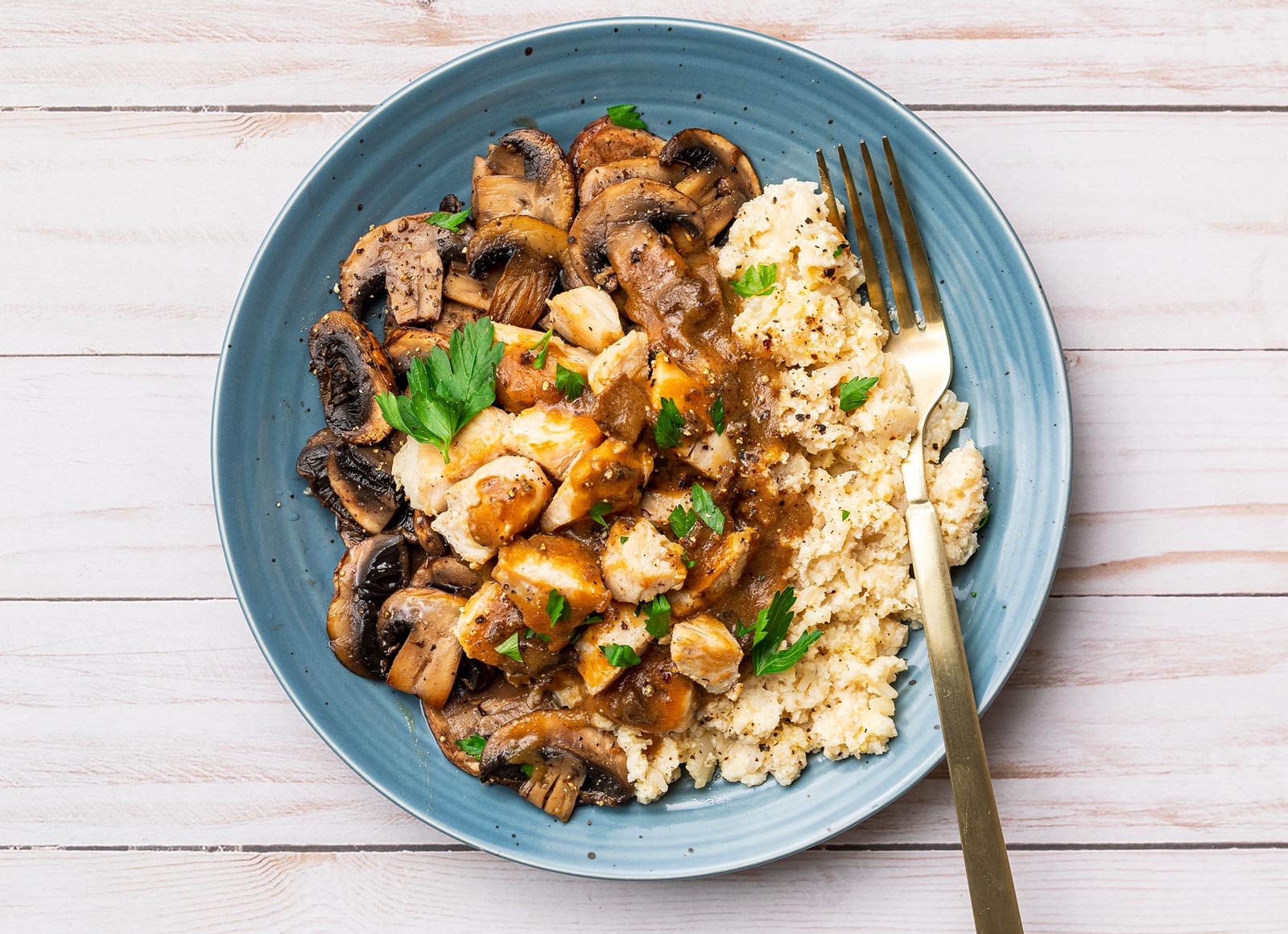 Chicken Marsala + Keto Mashed Cauliflower
