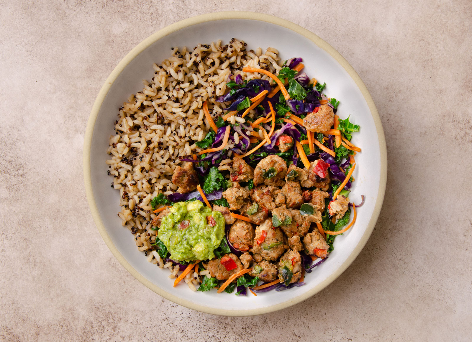 Chicken 'n Guac Rainbow Brown Rice Bowl
