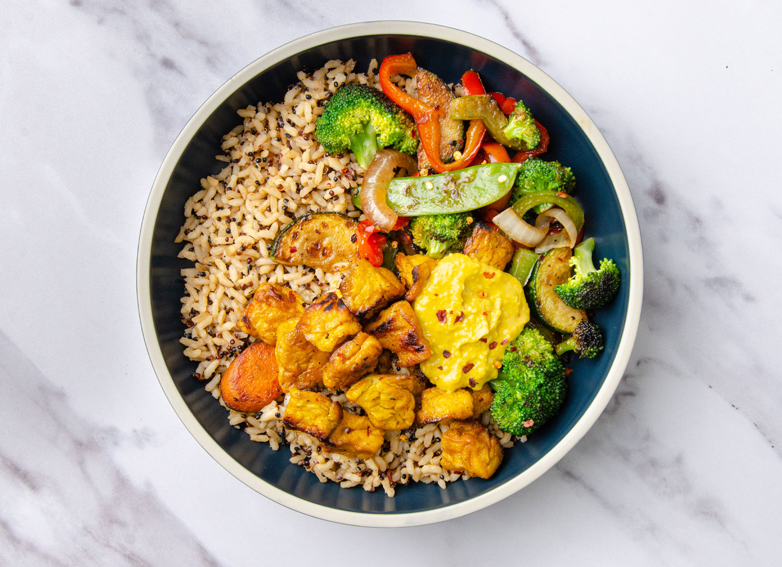 Curried Lemongrass Tofu + Veggie Bowl