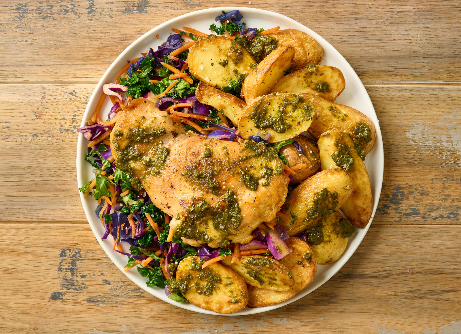 Chimichurri Chicken Thighs + Crispy Potatoes