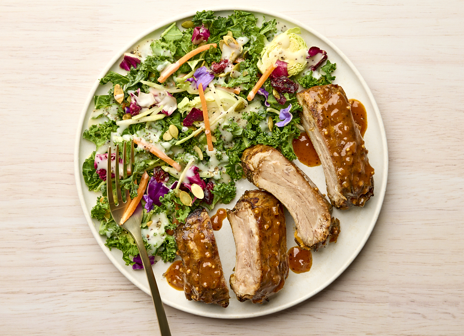 Hickory BBQ Baby Back Ribs + Sweet Kale Salad