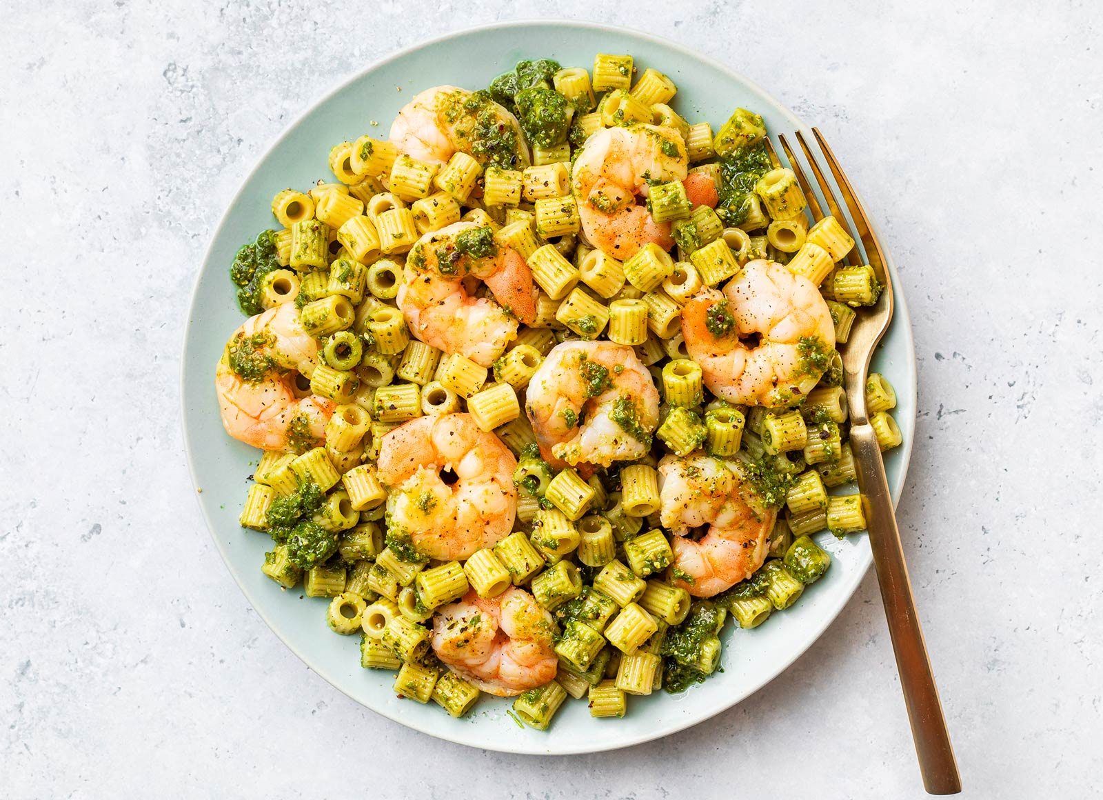 Tubetti Shrimp Kale Spinach Pesto