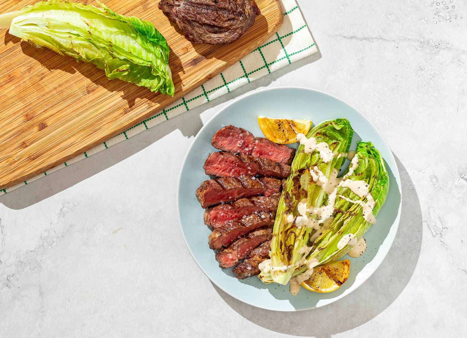Grilled Ribeye + Grilled Caesar Salad