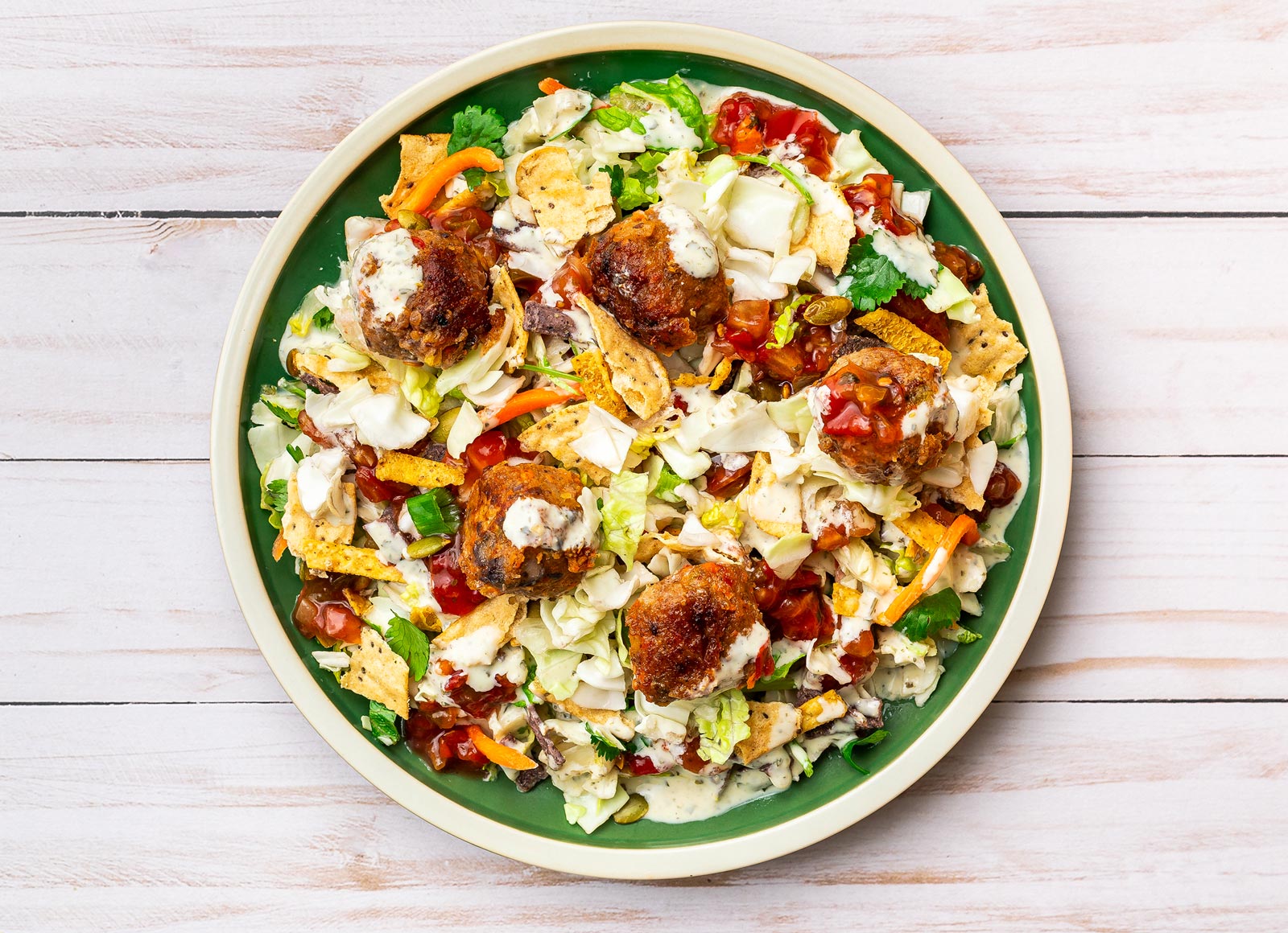 Black Bean Ball Taco Salad