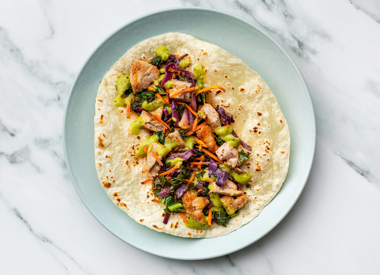 Juicy Chicken + Rainbow Veg Tacos