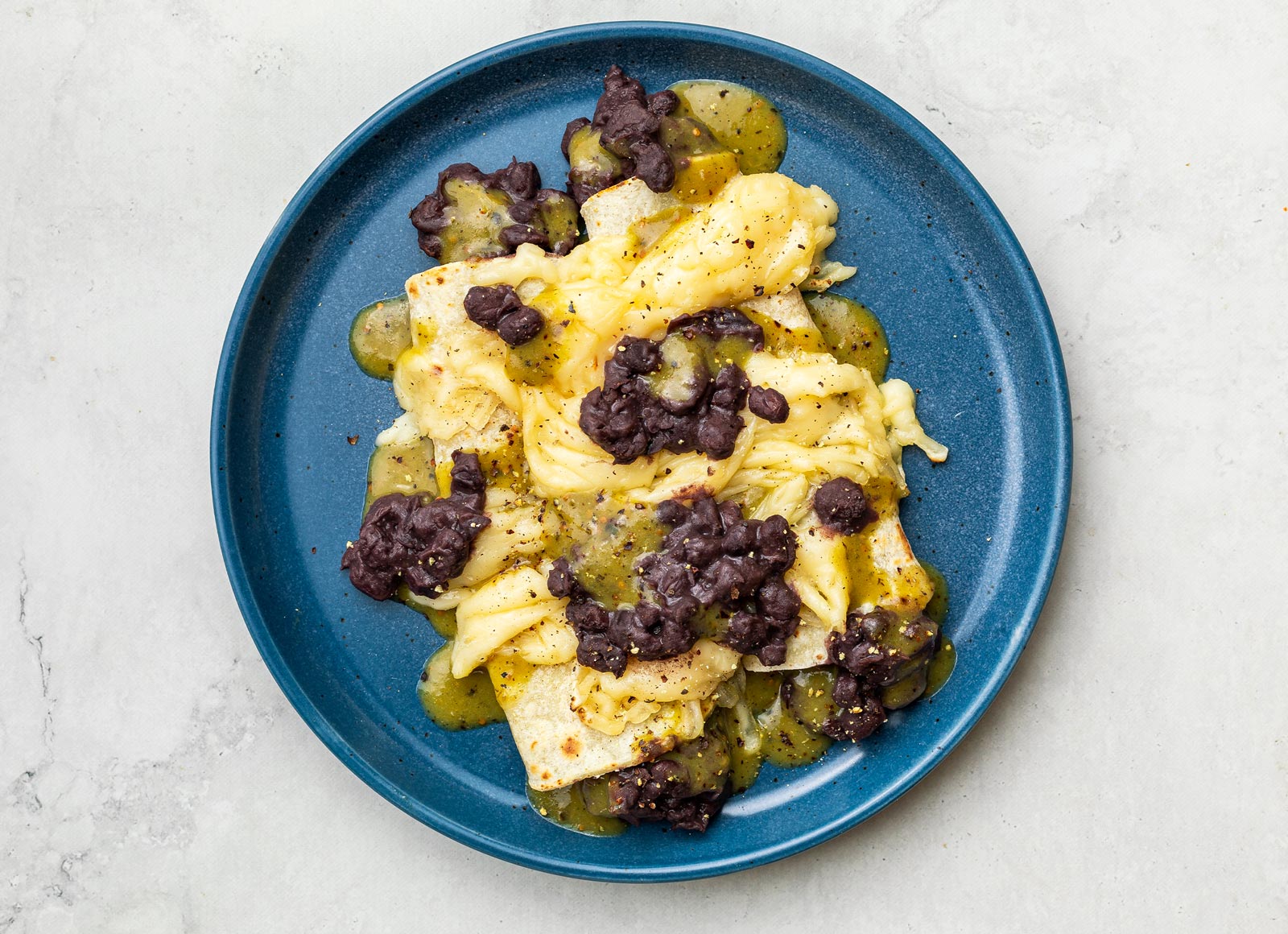 Vegan Black Bean Green Chile Enchiladas