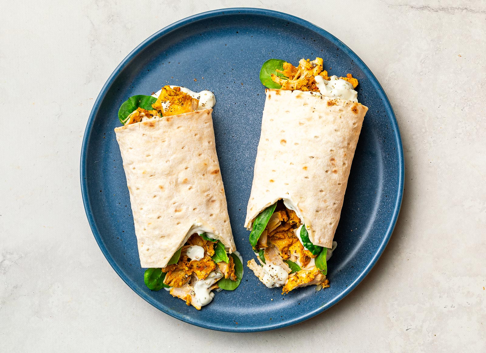 Tzatziki Shawarma Chicken Lavash Wrap with Baby Spinach