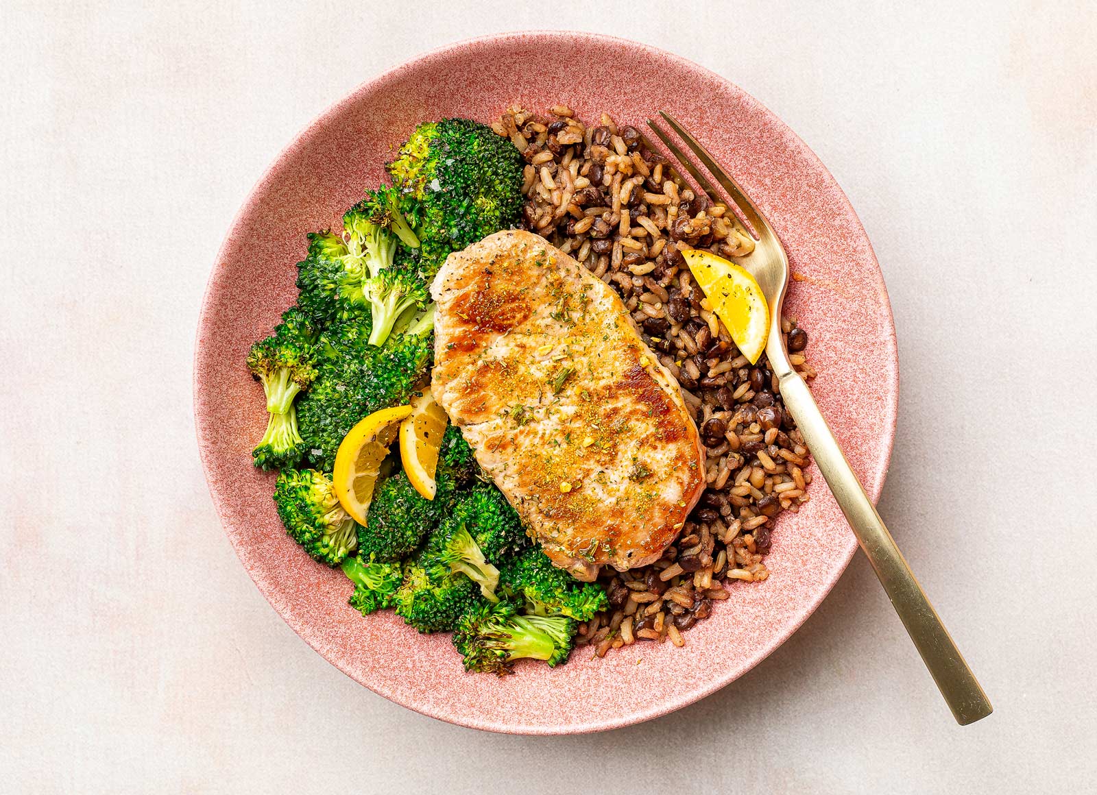 Herby Pork + Broccoli Florets Power Bowl