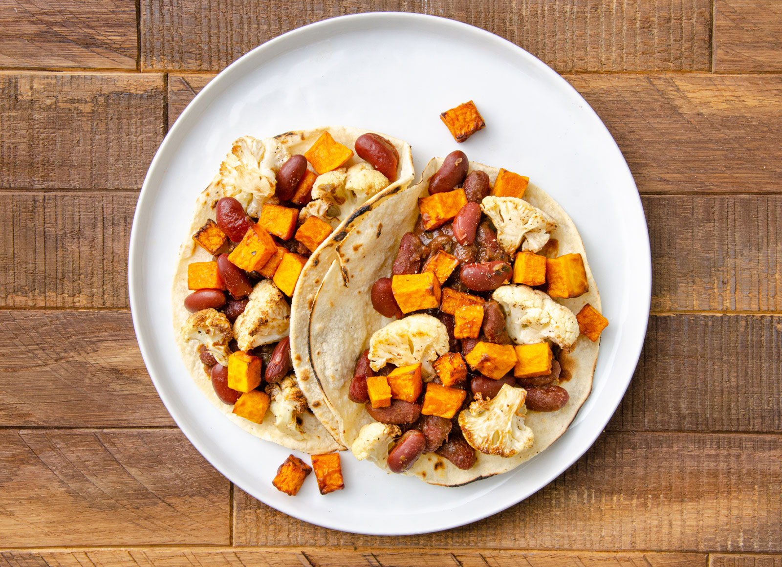 Creole Red Bean + Roasted Veggie Tacos