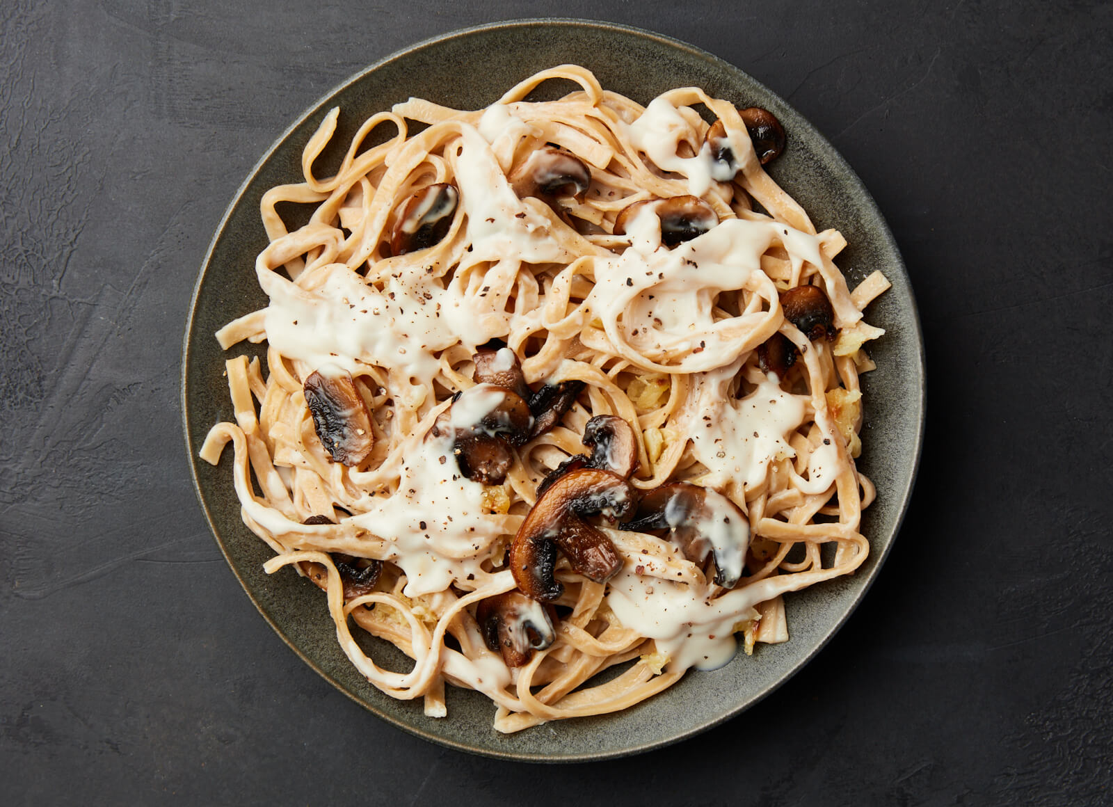 Mushroom Linguine with Roasted Garlic Alfredo