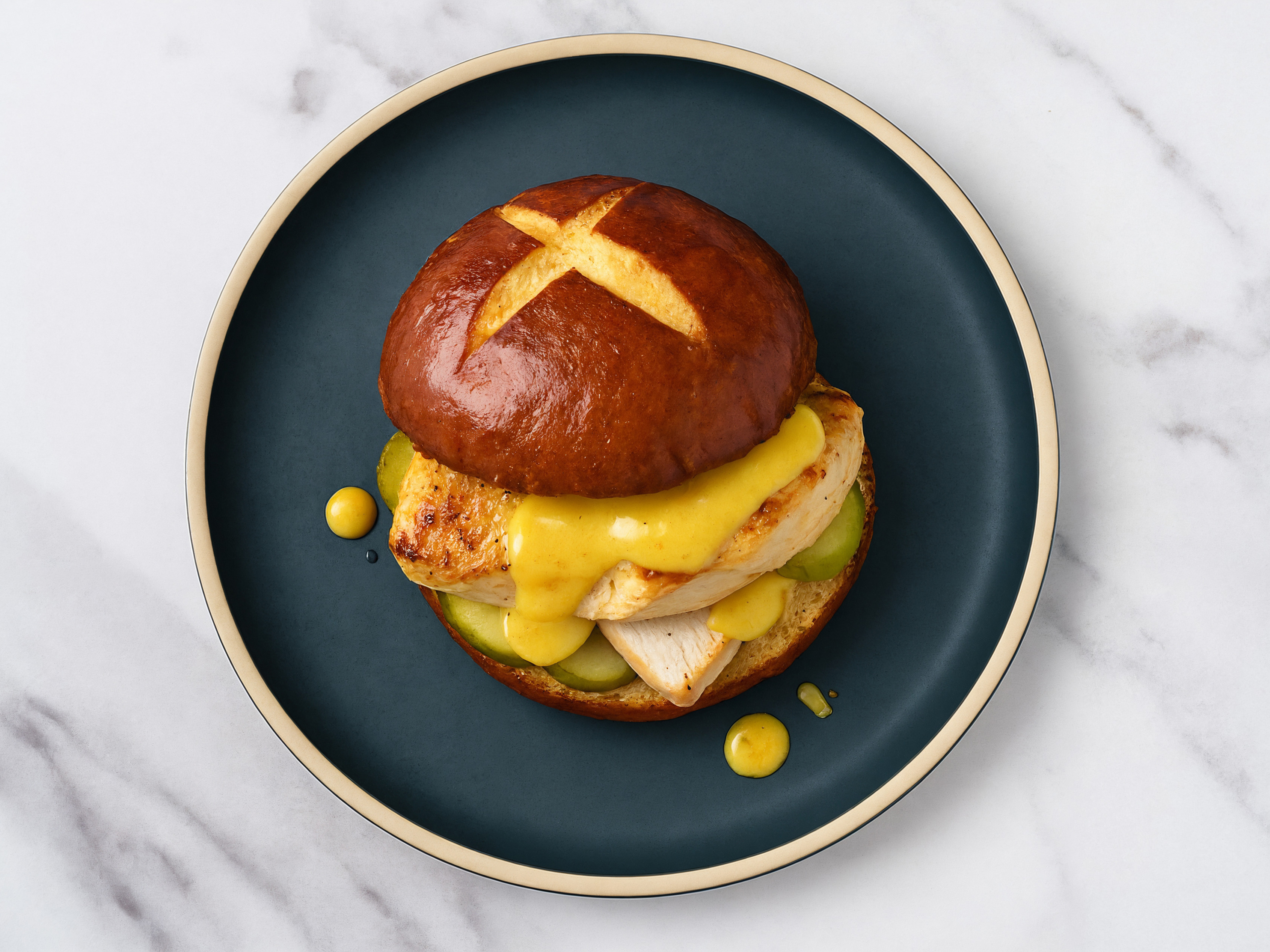 Hearty Honey Mustard Chicken Pretzel Sandwich