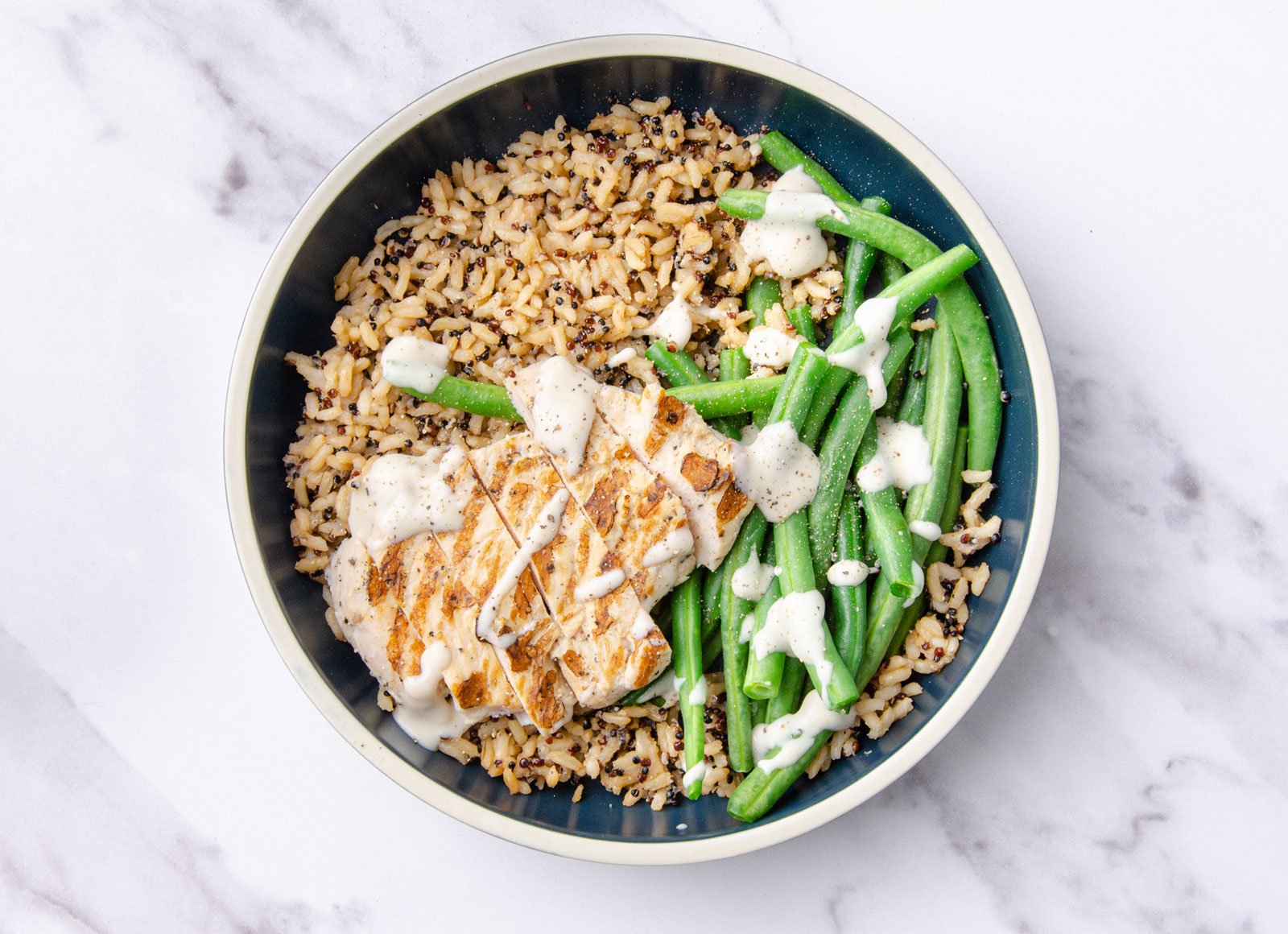 Creamy Garlic Grilled Seasoned Chicken Breast + Green Beans Bowl