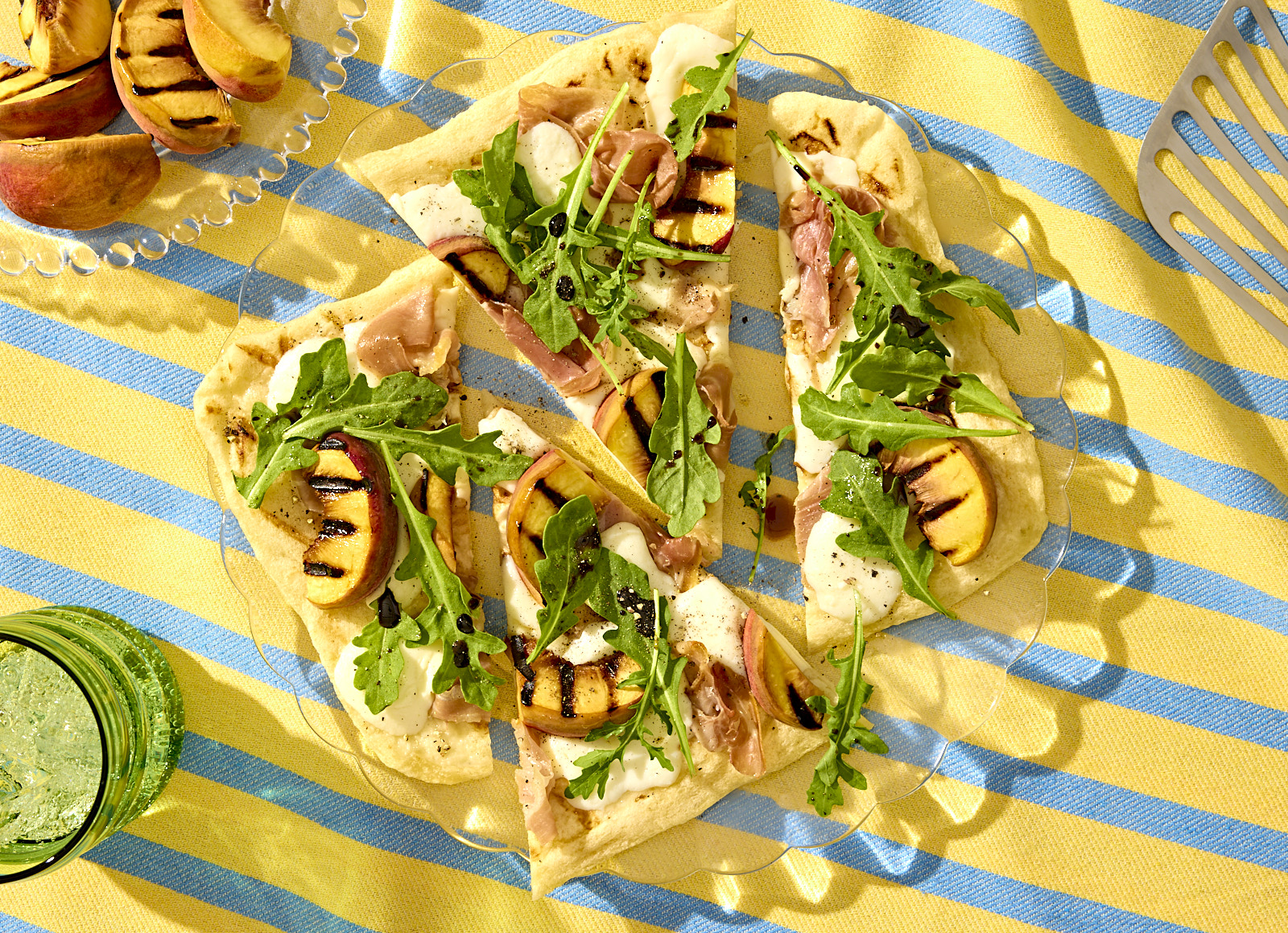 Grilled Peach + Prosciutto Pizza