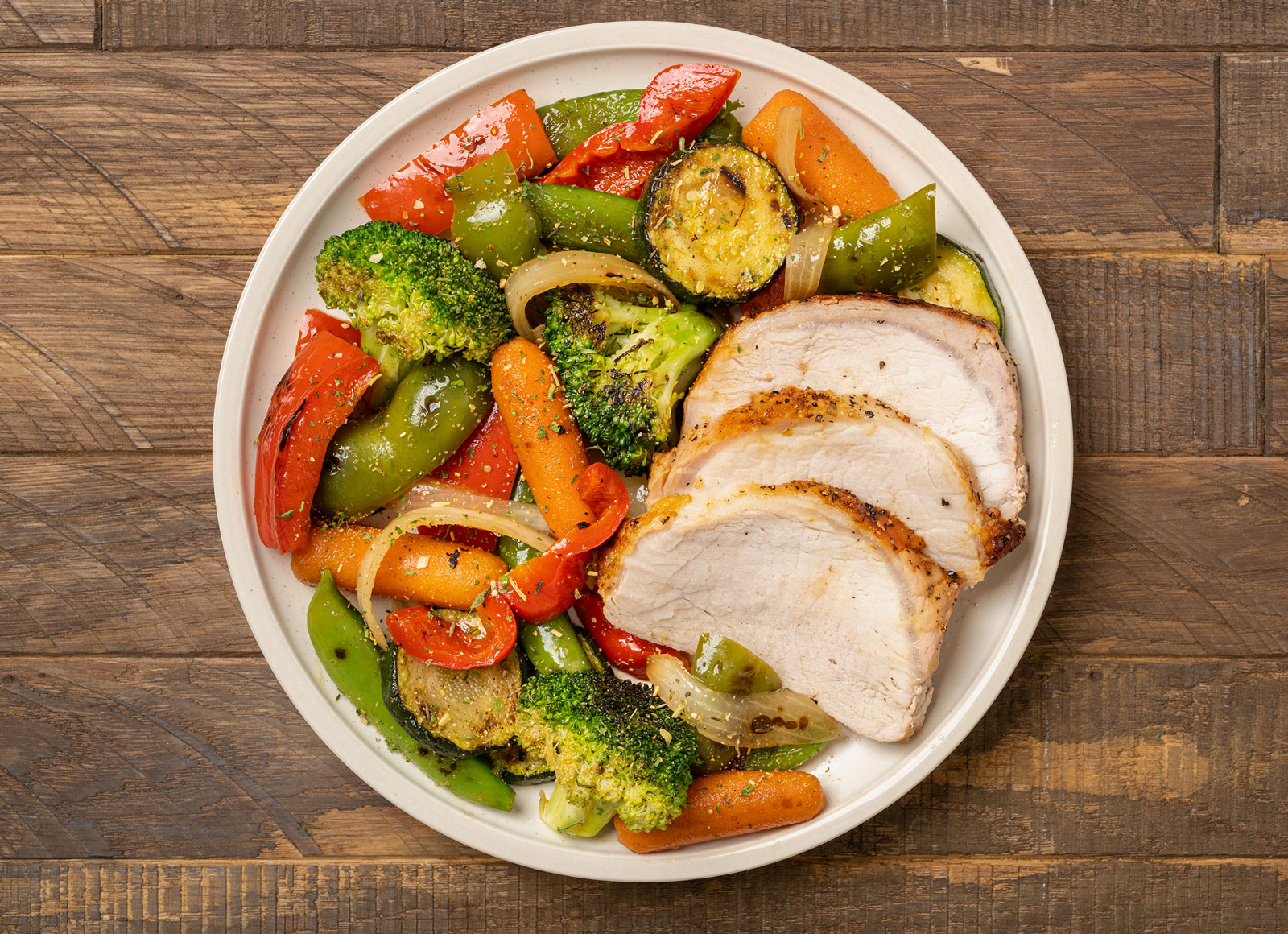 Roasted Pork Loin + Garlicky Veggies