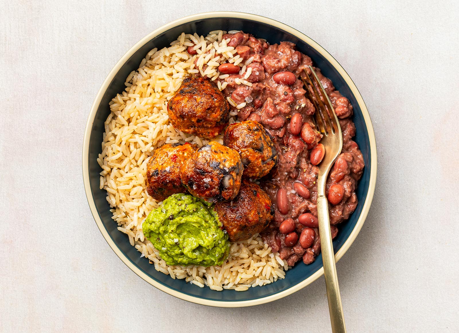 Guacamole Black Bean Ball Burrito Bowl