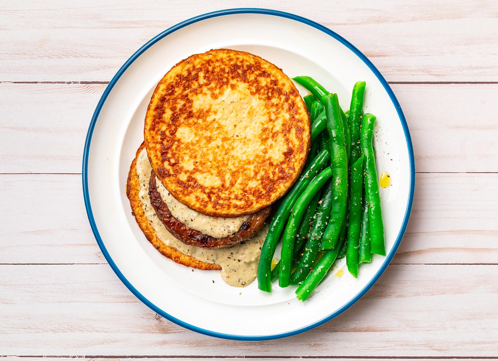 Spinach Artichoke Beyond Burger + Green Beans