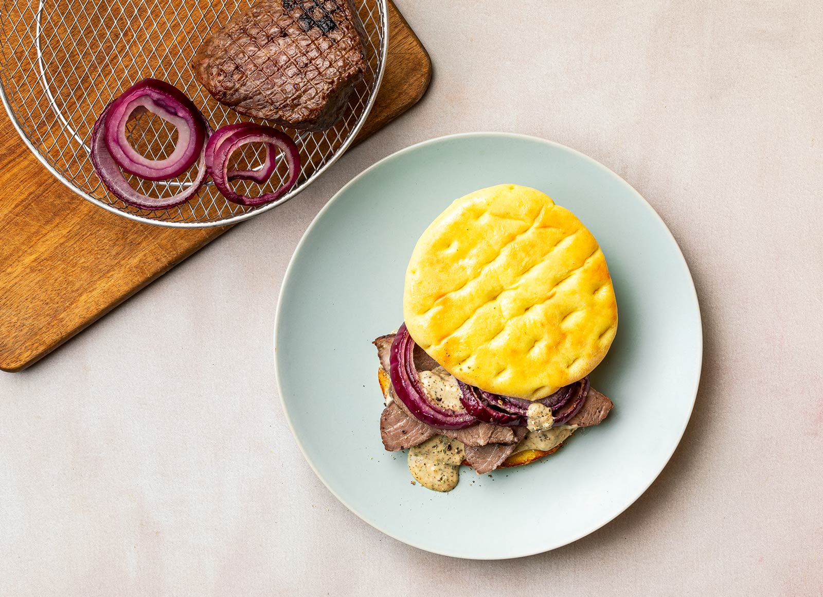 Air Fryer Spinach Artichoke Steak Sandwich