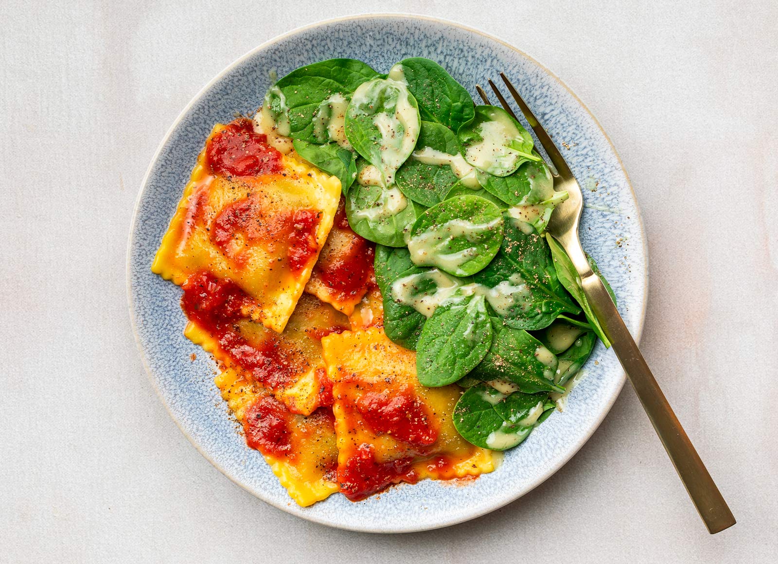 Marinara Mushroom Ravioli + House Salad-image
