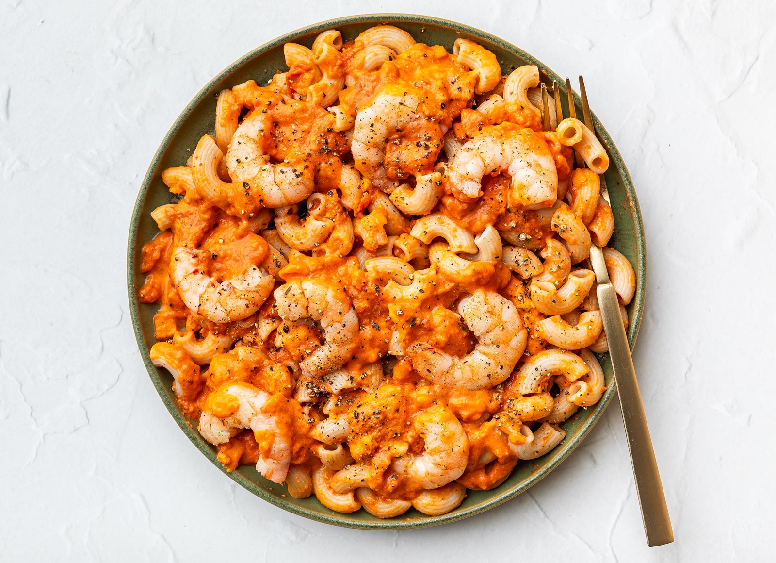 Rice Pasta alla Vodka + Shrimp Hungryroot