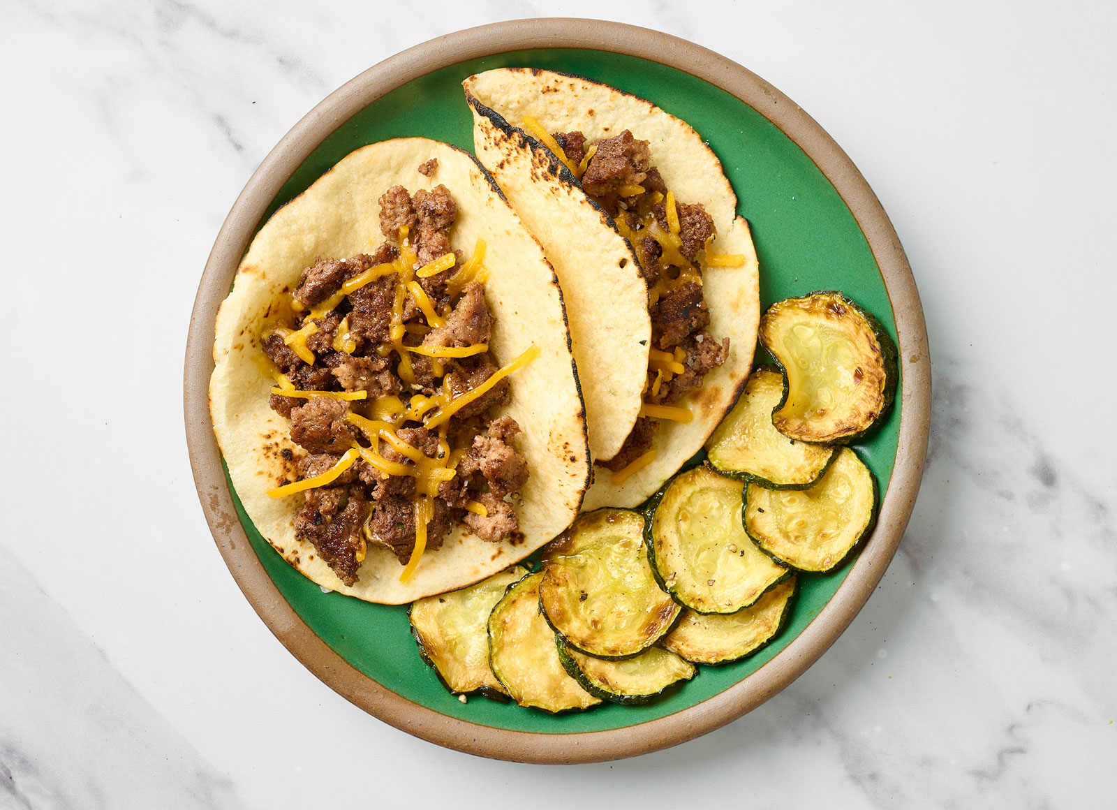 Cheesy Ground Beef Tacos + Zucchini