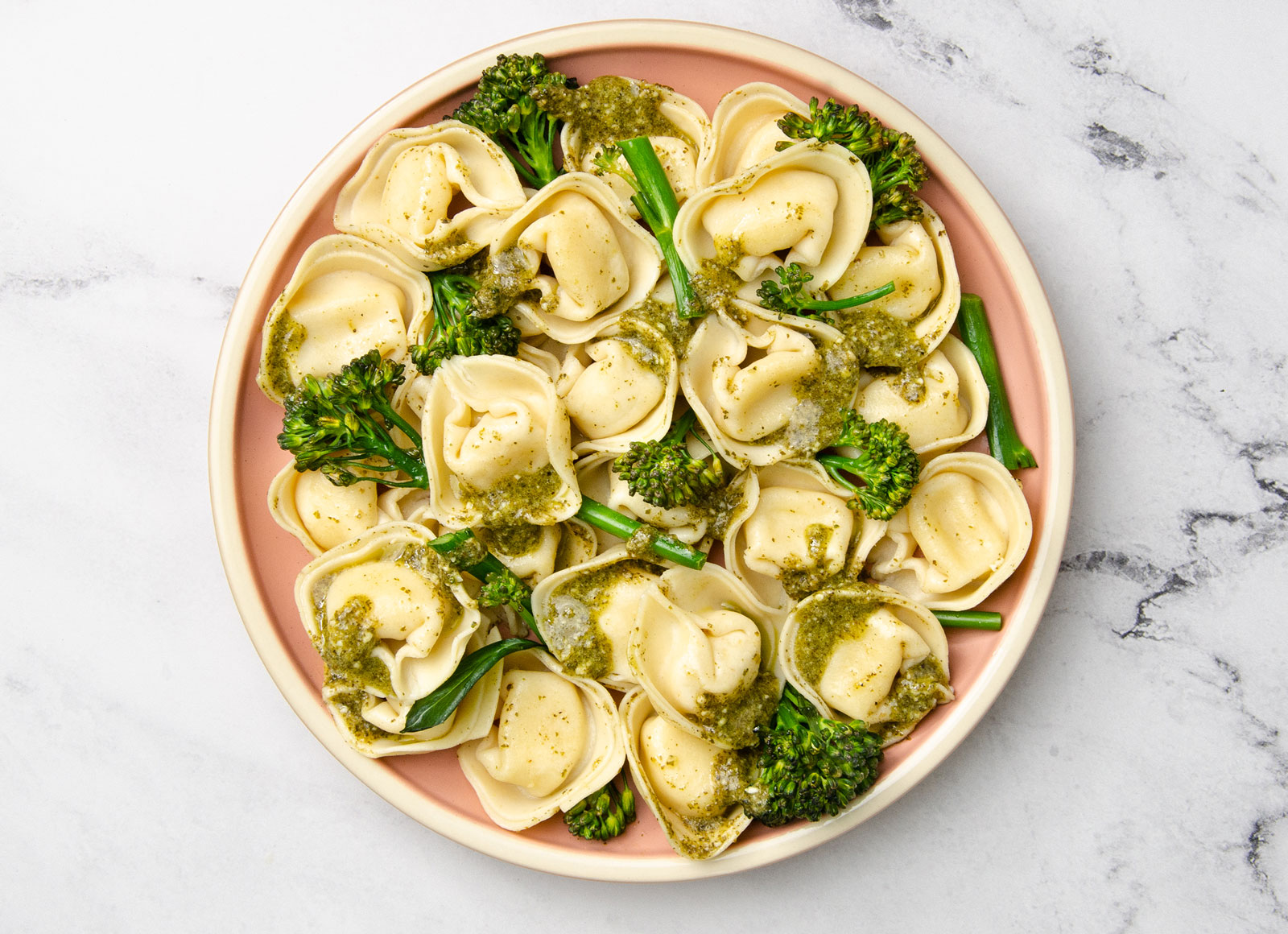 Kale Pesto Tortelloni + Baby Broccoli