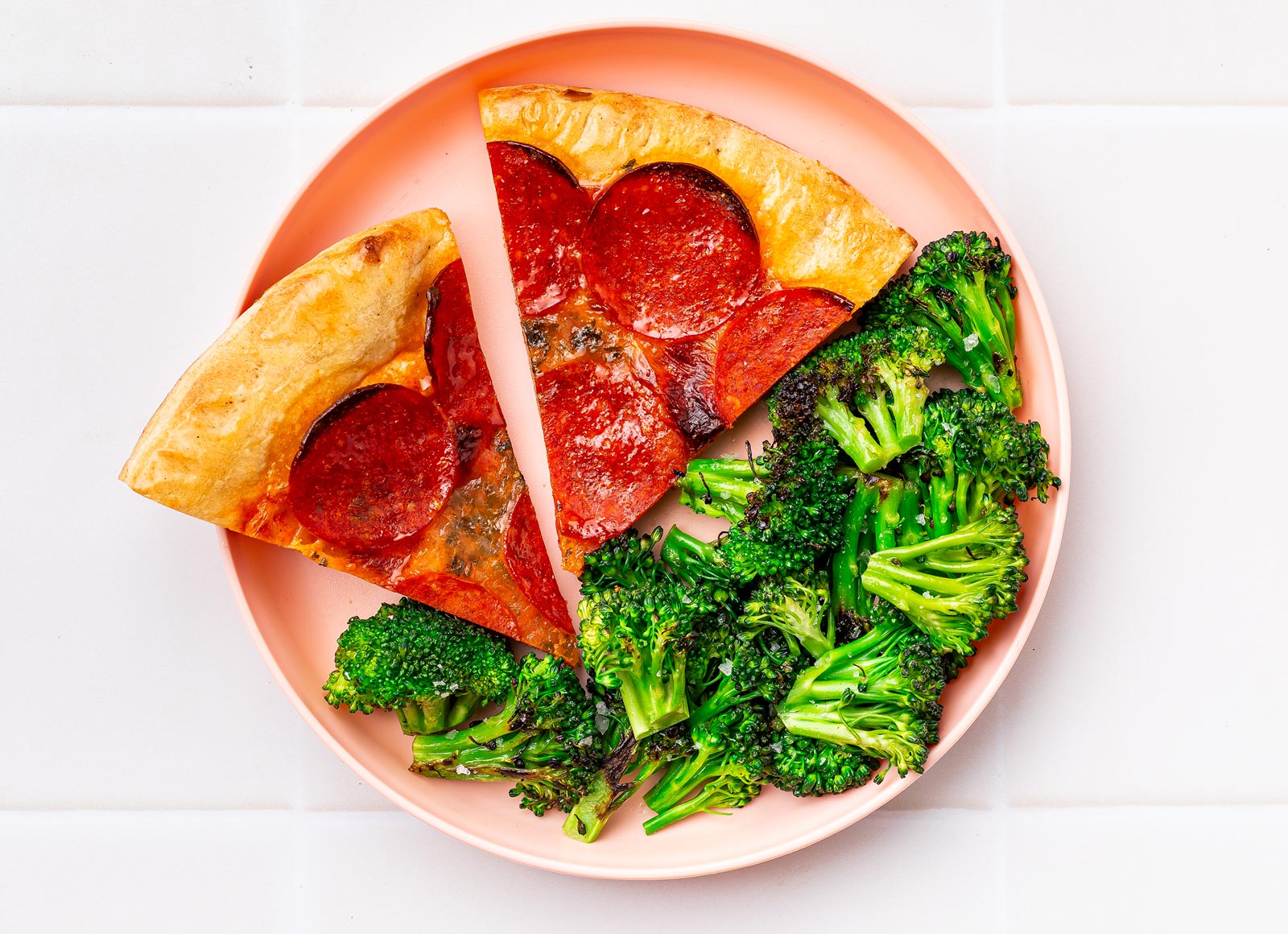 Pepperoni Pizza + Steamed Broccoli