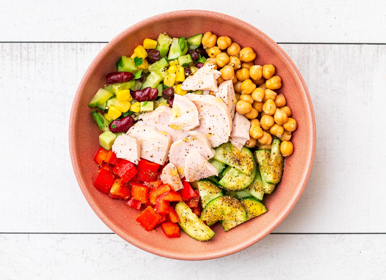 Go-To Three Bean Chicken Veggie Bowl