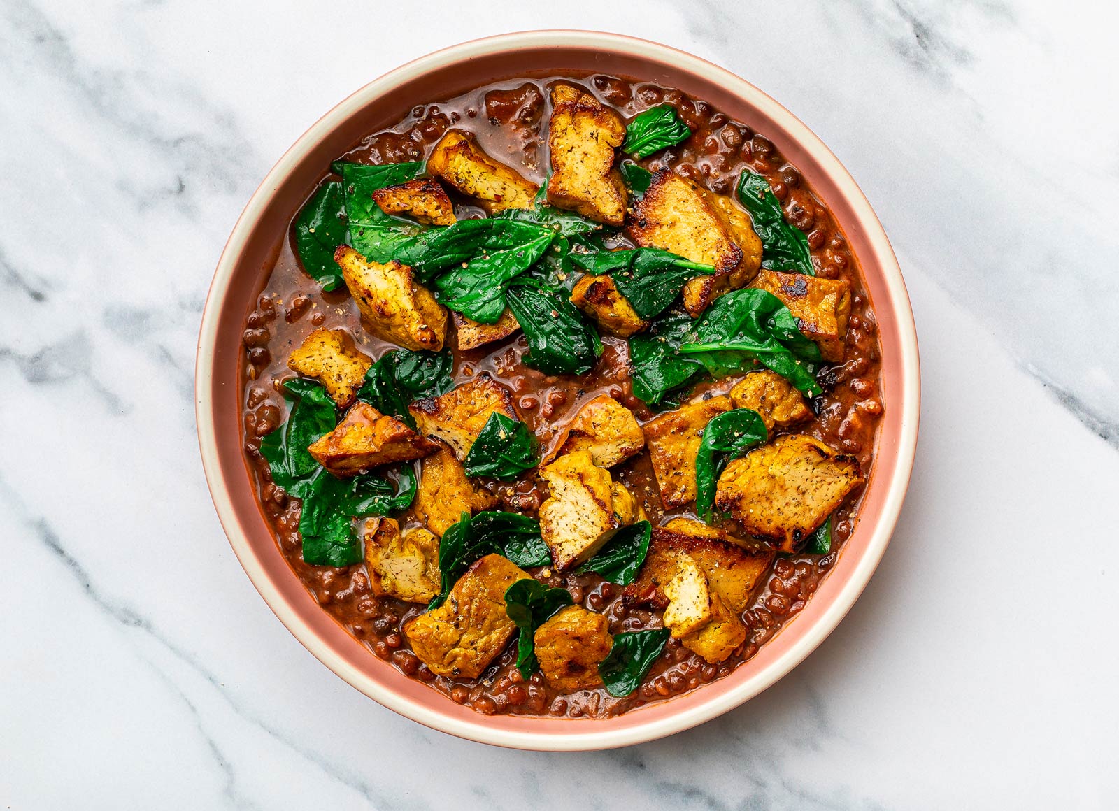 Herby Tofu & Lentil Stew with Baby Spinach