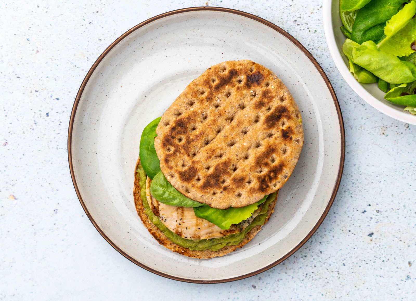 Seasoned Grilled Chicken Breast + Guac Sandwich with Greens