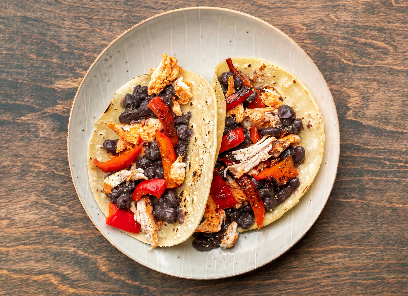 Chile Chicken + Black Bean Tacos