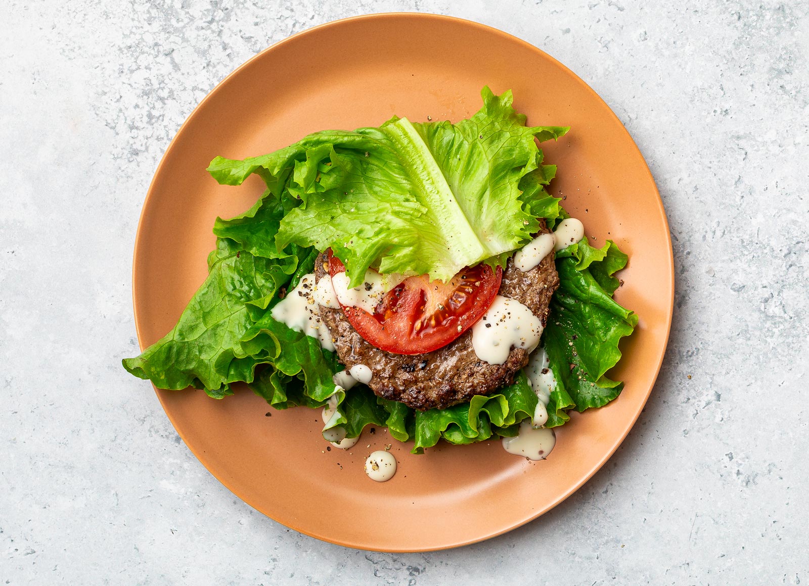 Protein-Style Buttermilk Ranch Burger with Ground Beef Patties